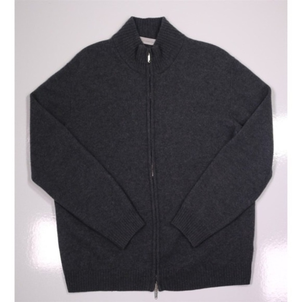 Ermenegildo Zegna Recent Gray Wool Full Zip Pullover Sweater Jacket 44/XL